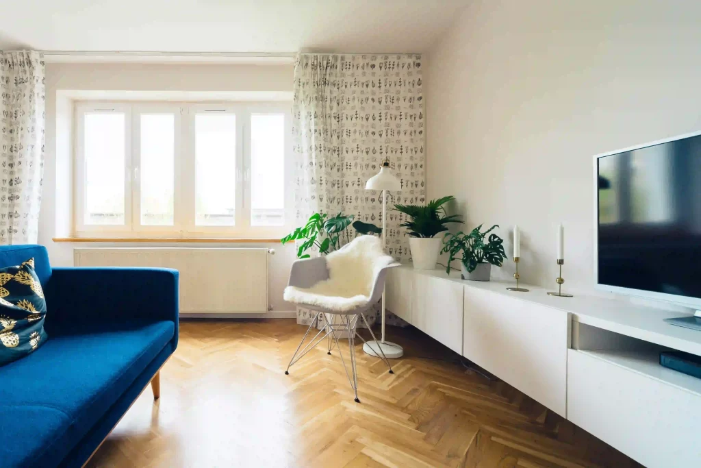 Interior view of a temporary rental's living area