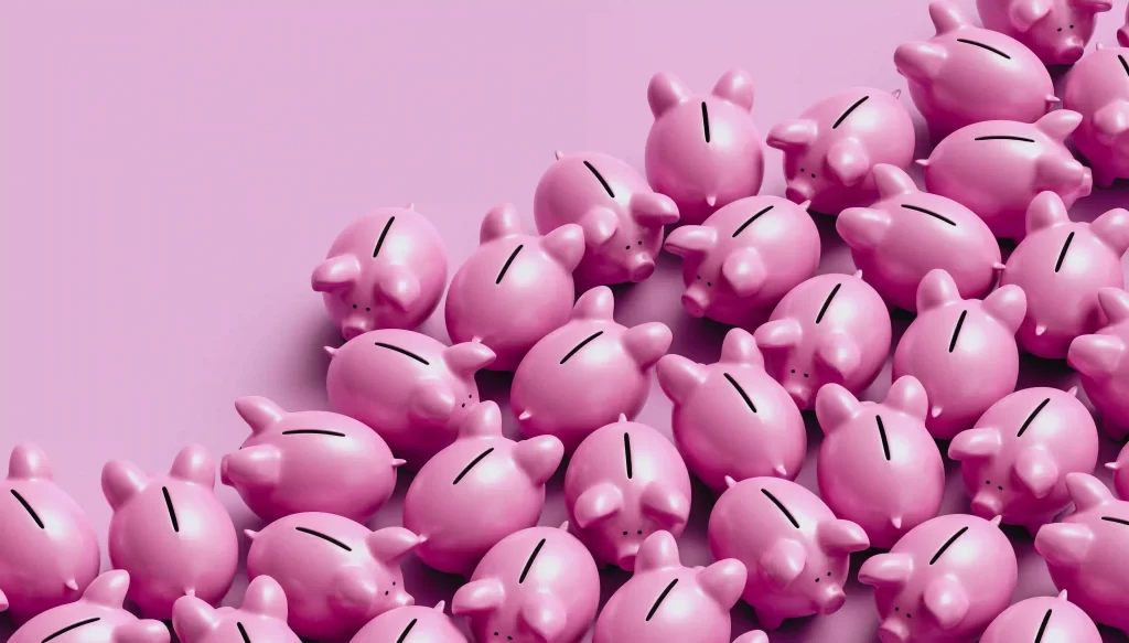 Picture of savings represented by piggy banks