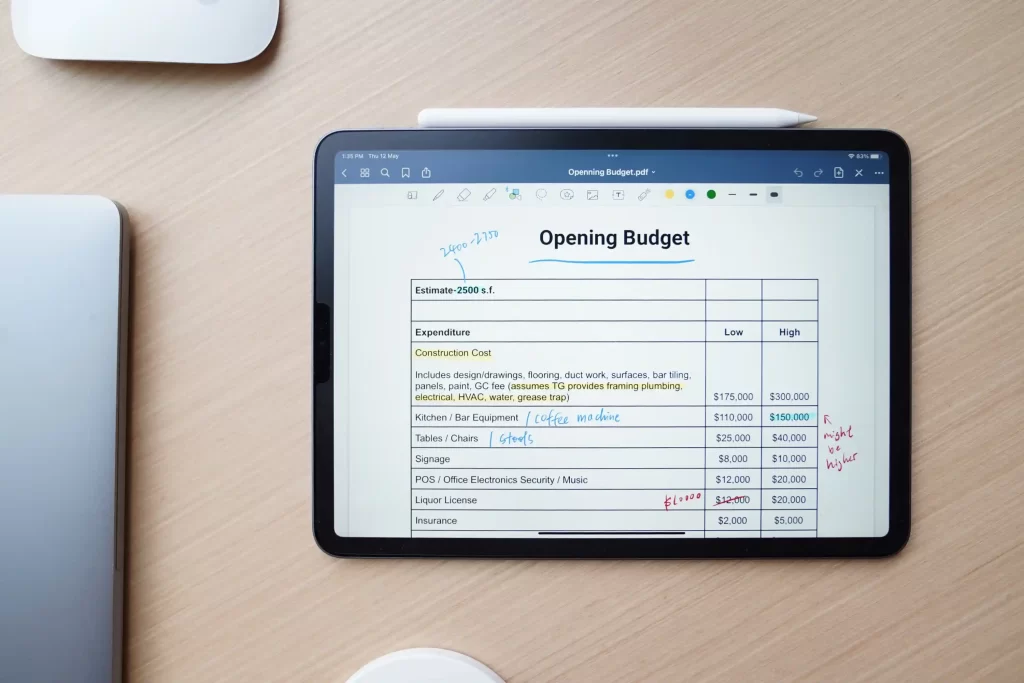 iPad displaying a self-managed budget